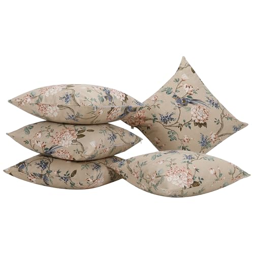 Image of Clasiko Cotton Cushion Covers Set of 5; 20x20 Inches; Forever Flowers