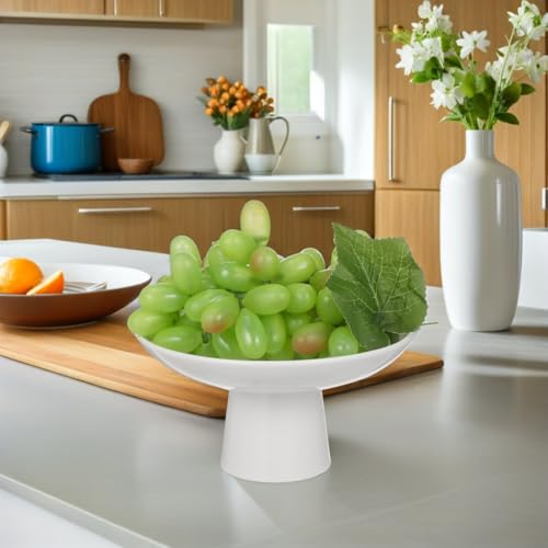 Image of balacoo Footed Fruit Bowl 6.69 Inch Ceramic Pedestal Bowl Decorative Serving Tray Stable Base for Snacks Fruits Desserts Centerpiece Kitchen Dining Table