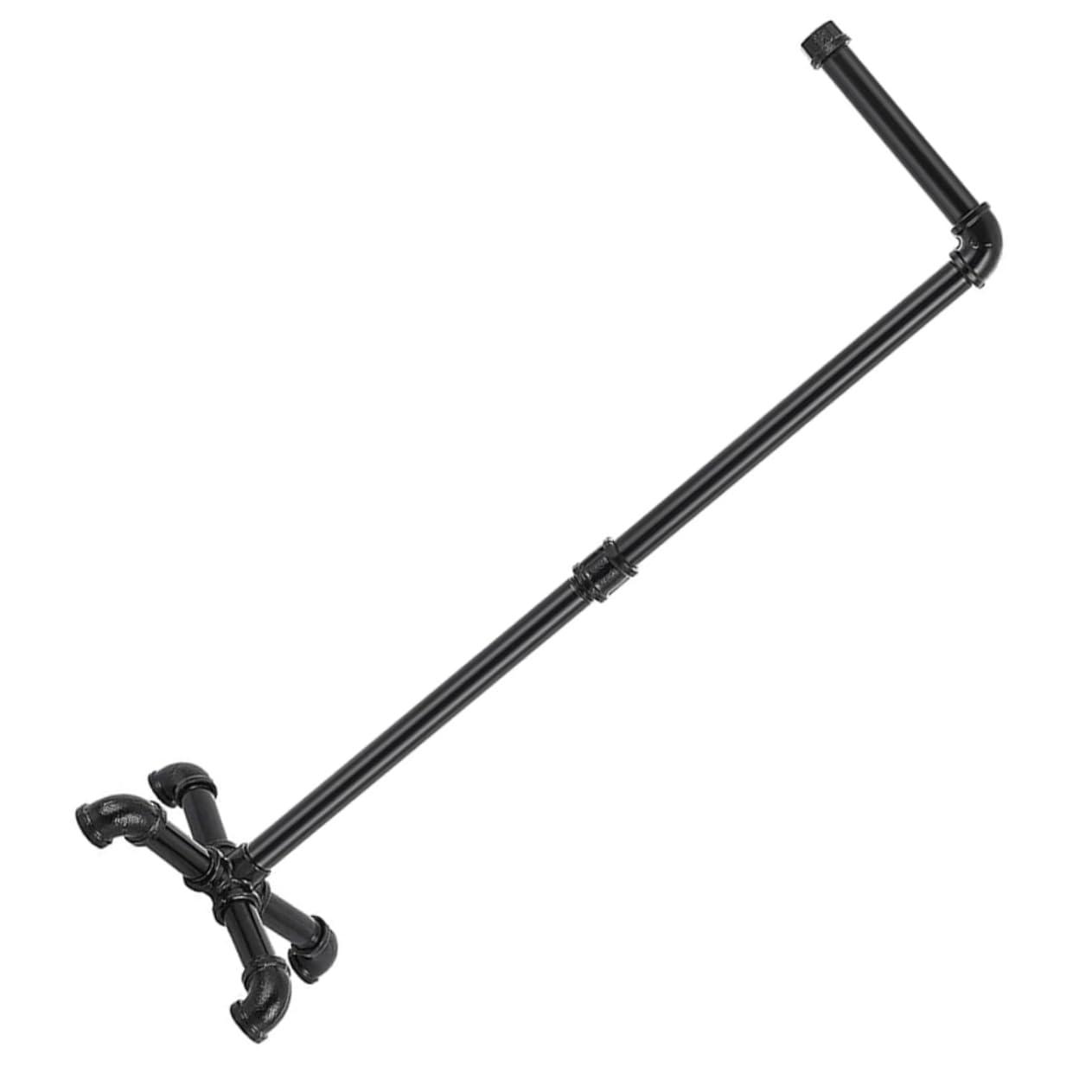 Portarotolo da Terra in Ferro Nero, Design Verticale Stile Vintage Industriale, per Bagno, Ampio Spazio di Appoggio e Facile Accesso alla Carta Igienica