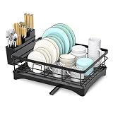 YADZISW Grande scolapiatti con scolapiatti antiruggine, Supporto per scolapiatti da Cucina, Nero, per Un efficiente stoccaggio e drenaggio
