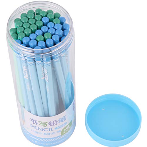 Crayons de couleur en bois pour écoliers : baril de 50 pièces avec motifs dessins animés