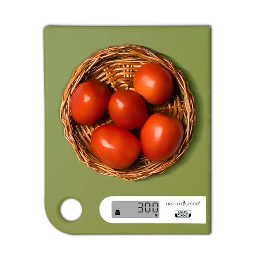 HealthSense Weight Machine for Kitchen, Food Weighing Scale for Health, Fitness, Baking & Cooking with Hanging Design, Touch Button, Tare Function & 1