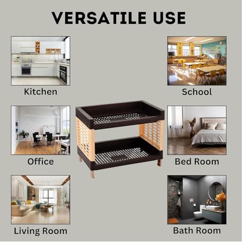 Image of C.S.M CSM 2-Tier Plastic Storage Rack, Brown