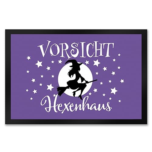 speecheese Vorsicht Hexenhaus Fußmatte XXL in 50x75 cm als Dekoration für den Eingang an Halloween...