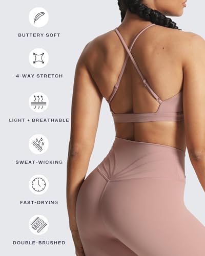 Image of Aoxjox Women's Workout Sports Bras Jamie Deep V Fitness Training Gym Bra Yoga Crop Tank
