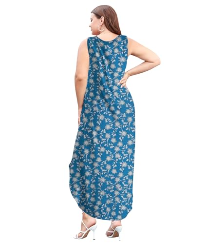 Image of Wolddress Womens 2026 Plus Size Sleeveless Tank Dress Casual Loose Sundress Split Summer Beach Long Maxi Dresses with Pockets