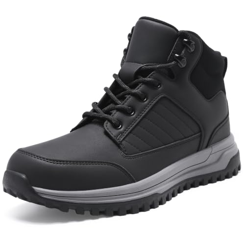 Image of festooning Mens Hiking Boots, Outdoor Walking Trekking Non Slip High Top Boots, Camping Mountaineering Daily Wear Shoes Black Size 9
