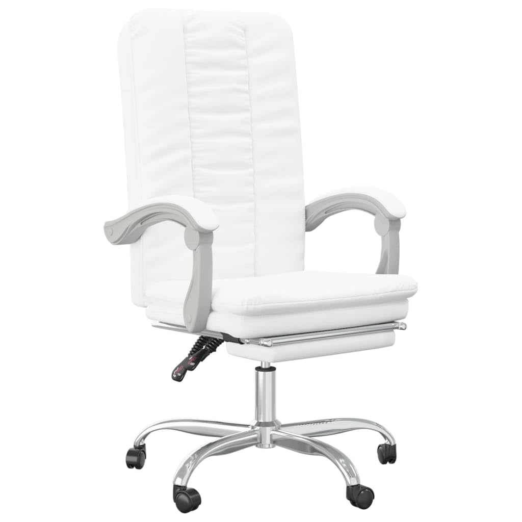 Krzesło biurowe z funkcją leżenia, białe, ze sztucznej skóry, ergonomiczne krzesło biurowe, krzesło gamingowe, nadaje się do sypialni, biura, pokoju zabaw.