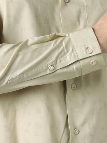 Image of Peter England Men's Cotton Slim Fit Ditsy Printed Full Sleeve Shirt