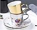 HDJNal Mirror Cup and Saucer Creative Luxury Art Mirage Inverted Image Cup Golden Inlay Porcelain Teacup Saucer for Cappuccino,milks,espresso,tea,coffee|Cute Pretty Gifts