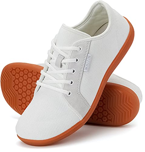 Image of WHITIN Women's Barefoot Minimalist Shoes, Natural Foot-Shaped, White /Leather Insole, 7