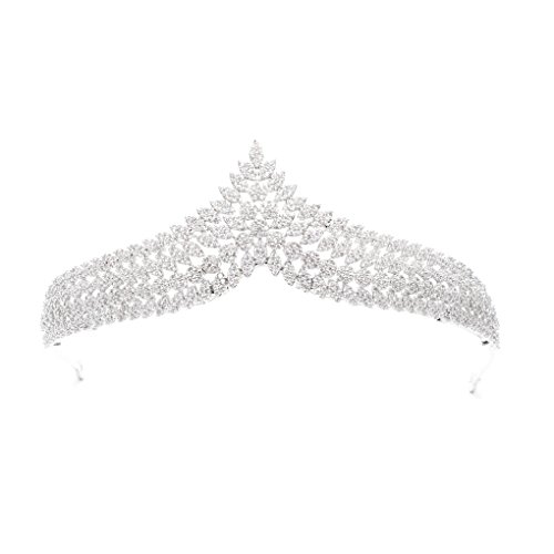 SEPBRIDALS Completa Circonita Cúbico Boda Nupcial Tiara Corona Diadem Mujeres Niña Accesorios de Cabello Joyería S16238 Cover