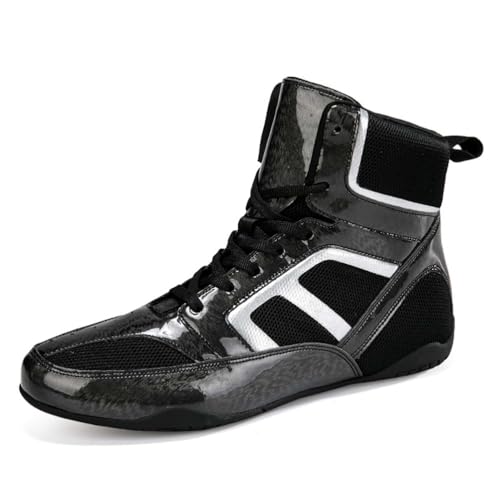FJJLOVE Zapatillas De Boxeo Y Lucha para Hombre, Transpirables, Entrenadores De Boxeo, Unisex, para Adultos, De Artes Marciales, Atléticas, De Fitness Y Culturismo,Negro,40 EU