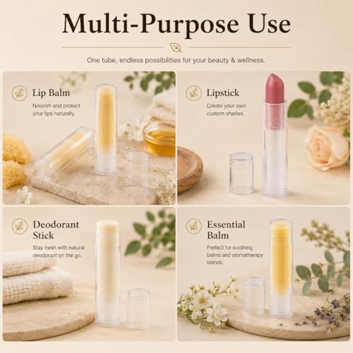 Image of Street27 25pcs 5g Twist- up Lip Balm Tubes, Clear Empty Plastic Lip Gloss Balm refillable Bottles rotatable Deodorant Cosmetic Containers with Caps for Homemade Lipstick Tubes for DIY (25)