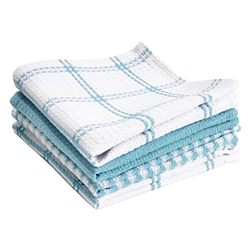 Comparison: Best Dishcloths For Washing Dishes 5 T-Fal Premium Waffle Dish Cloths: Highly Absorbent, Super Soft Long Lasting - 100% Cotton, 12"x13" Flat Waffle Dish Towel for Cleaning & Drying Dishes, (4-Pack), Breeze