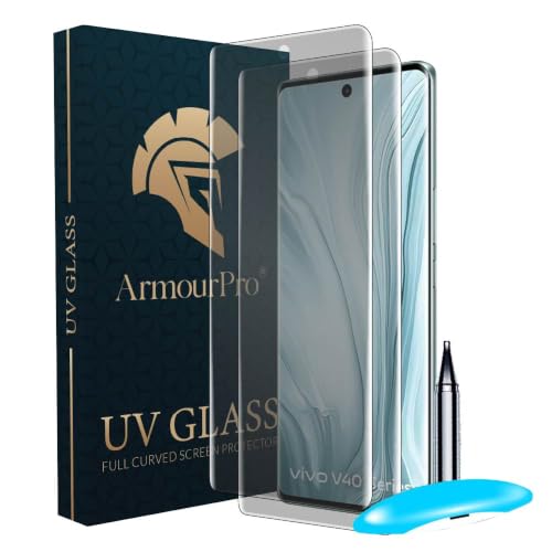 Image of ArmourPro 2 Pack Matte UV Tempered Glass for Vivo T2 Pro, Vivo V29, Vivo V29e, Vivo V40 and iQOO Z7 Pro 5G, Premium Curved Screen Protector with Anti-Glare Finish, Edge-to-Edge Coverage, Fingerprint Friendly and Case Friendly