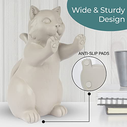 Joyvano Cat Bookends For Shelves – Decorative Cat Book Ends W/ Non-Slip Base To Hold Books - Book Holders For Home, Office, Kitchen Or Kids Rooms - Grey Cat Decor #TOP3
