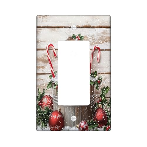 Placa decorativa para interruptor de luz de conejillo de indias de Navidad, 1 banda, basculante individual, bonita placa frontal eléctrica de madera de Navidad para decoración de cocina y baño, placa