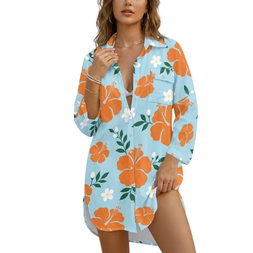 Cache-maillot boutonné à manches longues idéal pour vos journées de plage en été