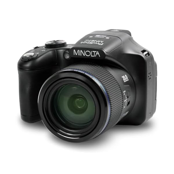 Minolta Pro Shot 20 Mega Pixel HD Digital Camera with 67X Optical Zoom, Full 1080P HD Video & 16GB SD Card, Black