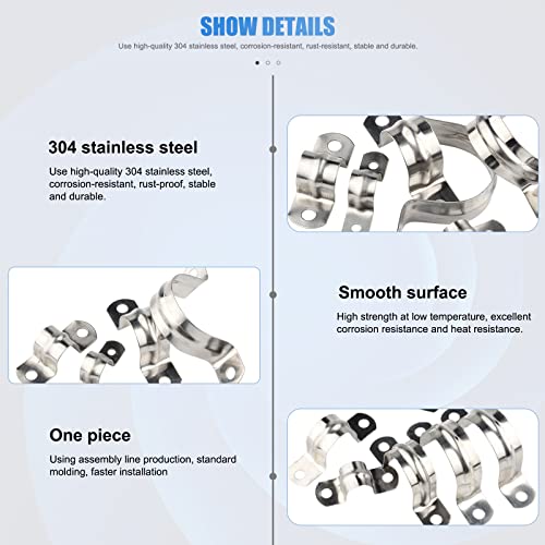 Pack Of 20 Stainless Steel 304 Pipe Clamp U-type Pipe Clamp Clamp Clamp Pliers Clutch Hoop20 Mm