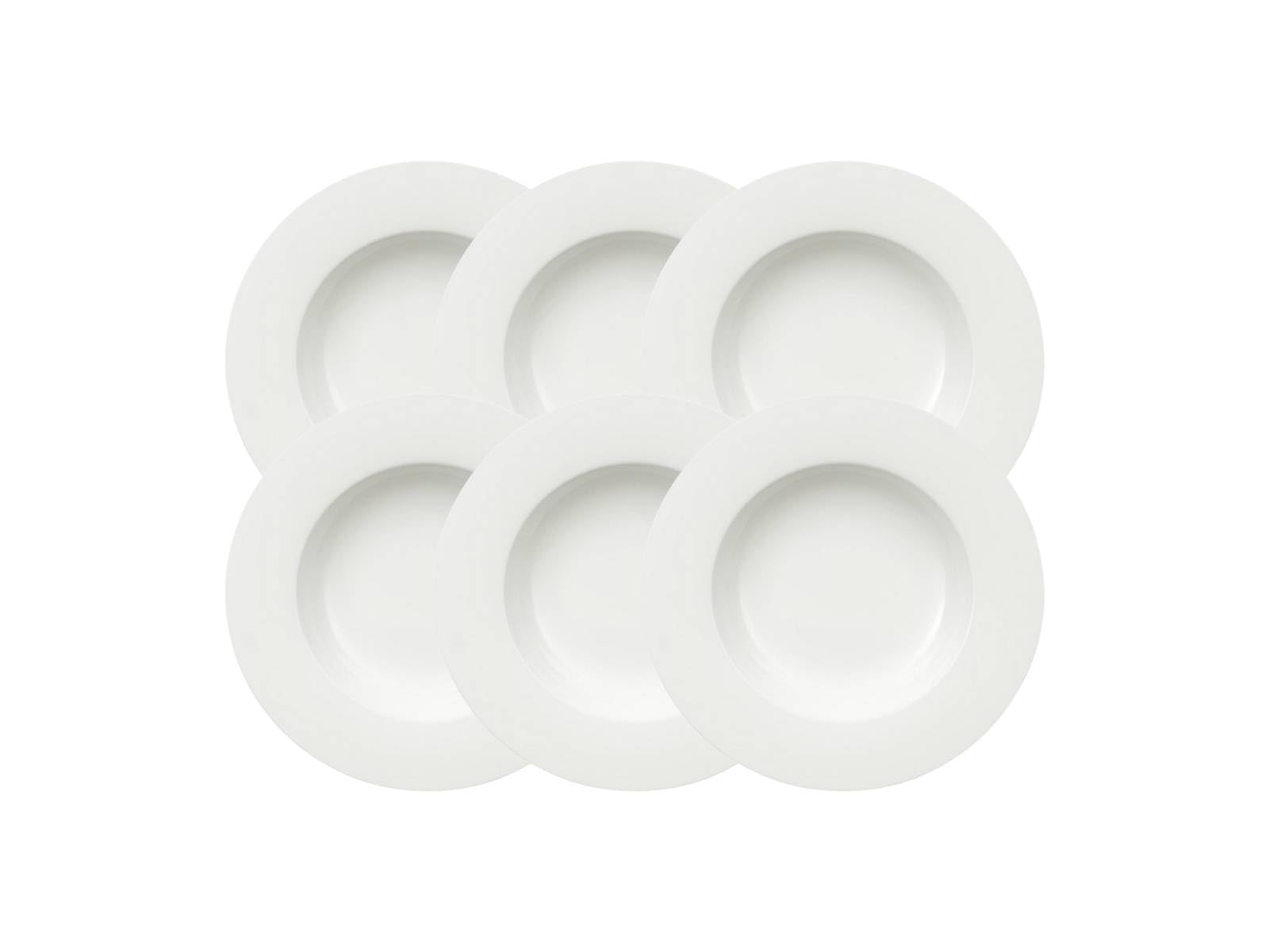 Villeroy & Boch Royal - Juego de 6 Platos hondos de Porcelana de Hueso de 24 cm, Color Blanco, 25 x 25 x 9,2 cm, 6 Unidades