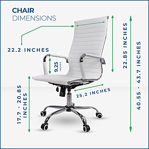 Us Office Elements High Back Ribbed Pu Leather Office Chair - Executive Rolling Desk Chairs With Arms And Wheels – Swivel Tilt Mechanism With Foam Padded Seat And Armrests #TOP4