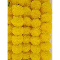 Marubhumi Ghirlanda Fiori Artificiali Calendula 1,5m, 5 Pezzi Per Decorazioni Diwali, Matrimonio Indiana, Feste Tradizionali