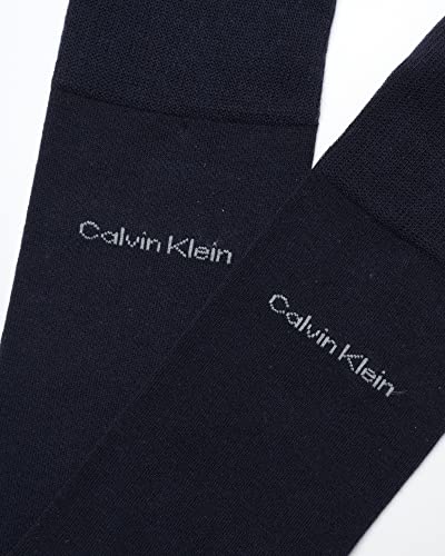 Calvin Klein Mens Dress Socks - 2 Pairs Egyptian Cotton Blend Comfort Stay Up Cuff Crew Socks for Men (7-12), Size 7-12, Navy4