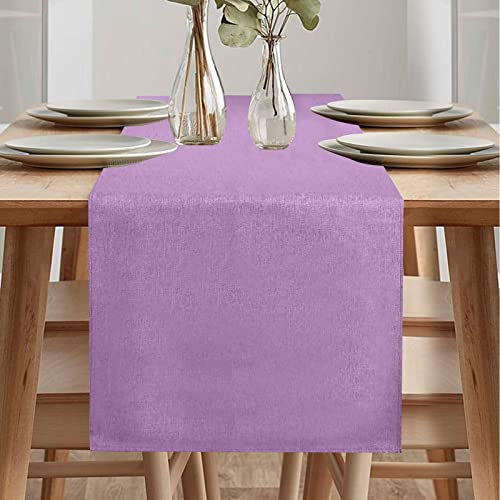 Tischläufer Frühling Modern, Abwaschbar, Leinenoptik, Wasserabweisend für Esszimmer Party Urlaub Dekoration (Lila, 40 x 180 cm)