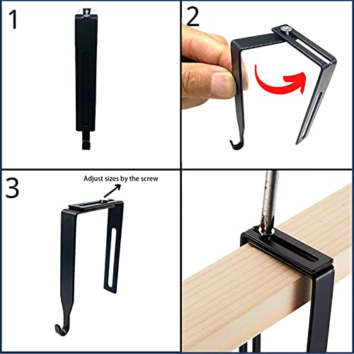 Fortunemee 4 Pieces Adjustable Cubicle Hangers, Universal Partition Hanger Set, Panel Wall Metal Cubicle Door Hanger Hook For Picture Clothing, Adjusted To Fit Panels With 1.34 To 3.5 Inch Thickness #TOP4