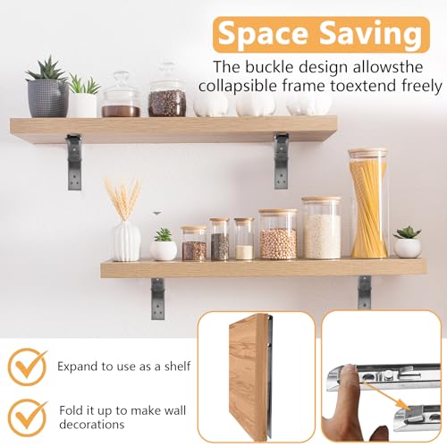 Fatiya 2 Pack Stainless Steel Folding Shelf Brackets, 10 Inch Folding Table Brackets Heavy Duty - Image 4