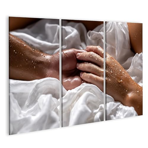 Tableau sur toile mains sensuelles décoration chambre romantique triptyque islandburner