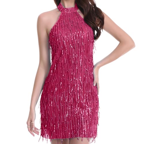 Image of women'Lace Tassels mini Dress Slip Sleeveless Party Club Dress