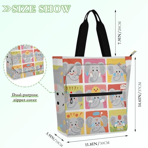 Bolsa de playa impermeable con cremallera y diseño de elefantes para libros 4