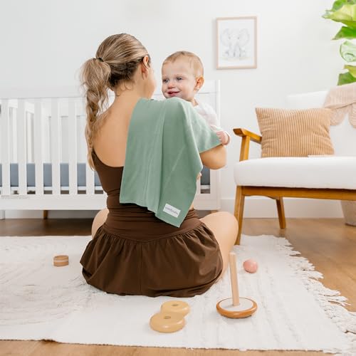 Image of Comfy Cubs Baby Burp Cloths Set (Pack of 10) - Large, 6-Layer, Ultra Absorbent 100% Cotton for Infant Spit-Up, Drool, and Messes - Soft, Gentle, Thoughtful New Born Baby Gifts, Fern