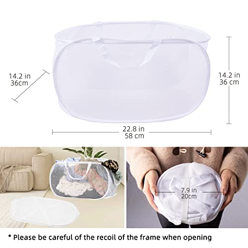 Hedonlee Foldable Mesh Pop Up Laundry Basket, 70L Horizontal Lightweight Laundry Hamper, Collapsible Mesh Dirty Clothes Hamper For Laundry, Bathroom, Kids Room, Dorm,Travel Or Camping (White) #TOP1