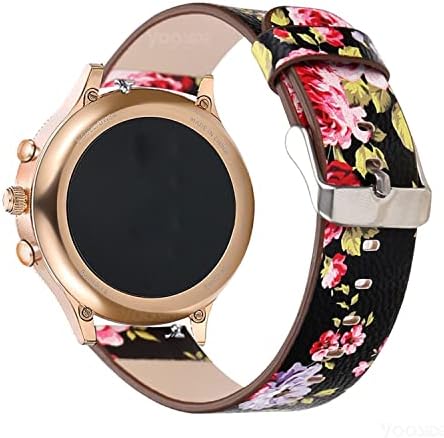 Abanen Watch Bands for Fossil Women's Gen 6 / Women's Gen 5E, Floral Genuine Leather Quick Release Women Wristband Strap for Fossil Women's Gen 4 Sport (Black)