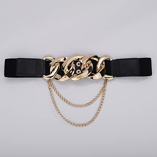 Wiwpar Boho Women's Wide Stretchy Cinch Belt Vintage Stretchy Waistband Fashion Ladies Belts for Women Dresses(black)4