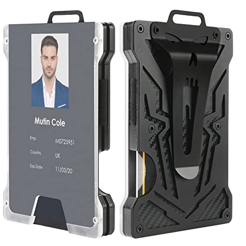 Kartenhalter, Kartenetui Spider Look Metall RFID Kartenhalter mit 1 Klarsichtfenster Ausweishalter, Kartenbrieftasche Männer, Hält bis zu 15 Karten mit Bargeldclip. Schwarz, Geschenke für Männer Cover