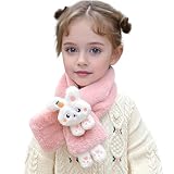 LIYAZHIL Kids Scarf for Girls Cute Rabbit Warm Scarf Cartoon Faux Plush Cross Collar Fluffy Neck Warmer for...