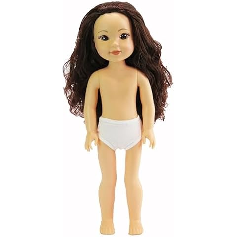 American Fashion World 14-Inch 'Kayla' Vinyl Posable Girl Doll with Wavy Brunette Hair and Brown Eyes| Undressed Doll | Premium Quality & Design Cover