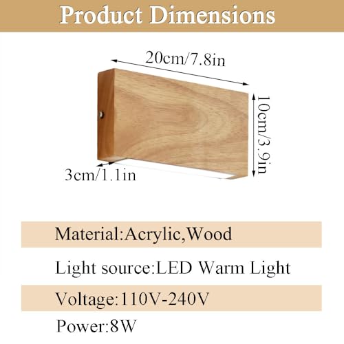 Aplique de pared rectangular de madera para iluminar zonas oscuras de forma elegante 7