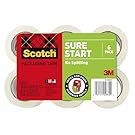 Scotch Sure Start Packing Tape, Clear, Quiet Unwind and Easy Start, 1.88 in. x 25 yd., 6 Tape Rolls, Designed for Packing, Shipping and Mailing, No Splitting or Tearing, 1.5" Core, Packaging May Vary