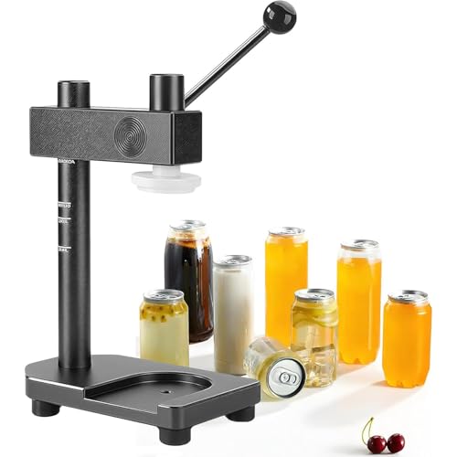 UIBAO Machine à Sceller Les Canettes Manuelle 51 Mm,Hauteur Réglable 30-170 Mm,Alliage D'aluminium Solide,Scelle Canettes Pet/Aluminium/Bocaux,pour...