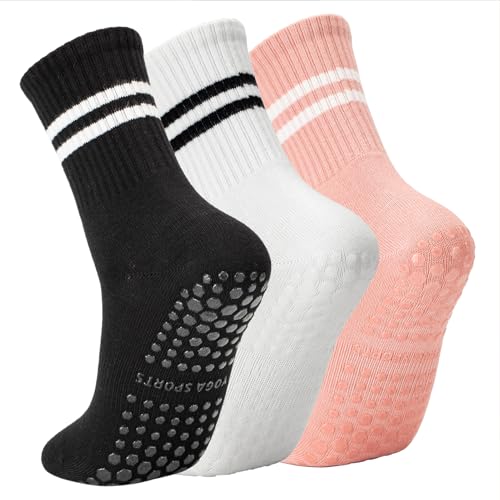 Image of Lacholin Yoga Pilates Socks with Grips for Women, Non Slip Grips Cotton Socks for Barre, Ballet, Dance, Workouts