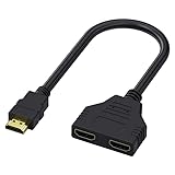 HUAREW HDMI Splitter Adapter 1080P,1 in 2 Out Splitterkabel,Dual-Ausgang Verteiler,30cm Doppelstecker Anschluss Kabel,Geeignet für LED,HDTV,LCD-Monitore und Projektoren