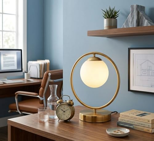 Image of Ceramic Finish Ring Decorative Table Lamp for Living Room, Bedroom, Dining Room, Office (Modern) (Bulb Not Included)