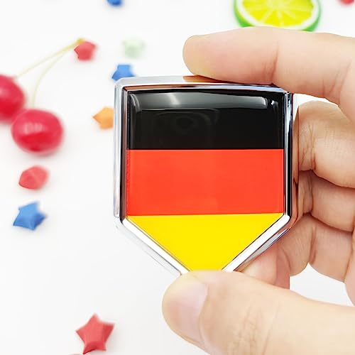 Image of Overdecor Germany Flag Decal Stickers Car Emblem German Car Accessories Decorations Chrome Shield Flag Sticker Decals for Cars Truck Vehicles, 2 Pack