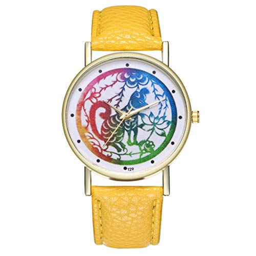 Preisvergleich Produktbild Damen Analog Uhr mit Leder Armband Gelb 2250 42098